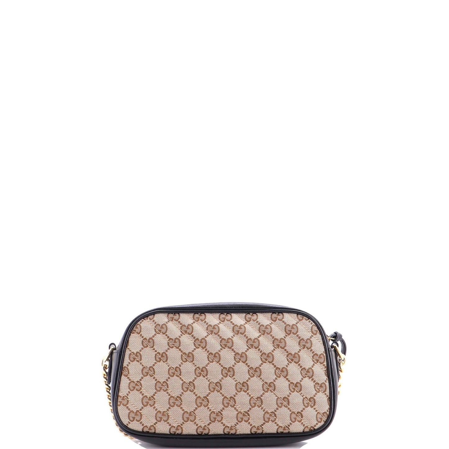 Gucci Gg Marmont Shoulder Bag Diagonal Quilted Gg Canvas With Leather Small