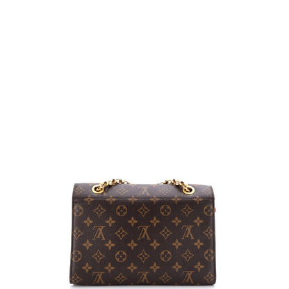 Leather Louis Vuitton Victoire Handbag Monogram Canvas and