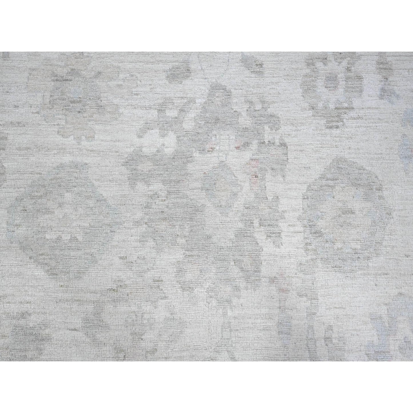 11'4"X15'5" Smoke White Wool Weft Afghan Angora Oushak Xl Oriental Rug