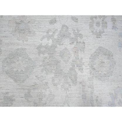 11'4"X15'5" Smoke White Wool Weft Afghan Angora Oushak Xl Oriental Rug
