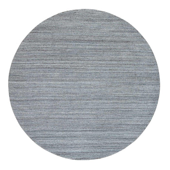 8'X8' Gray Modern Striae Design All Wool Hand Loomed Round Oriental Rug