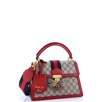 Gucci Queen Margaret Top Handle Bag Gg Coated Canvas With Leather Small