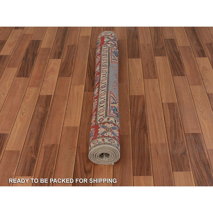 3'10"X6' Gray Special Kazak Geometric Design Pure Wool Hand Knotted Rug