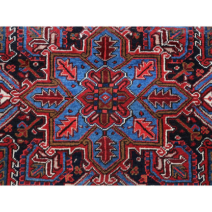 7'3"X9'5" Red Vintage Zoroastrian Heris 100% Wool Hand Knotted Oriental Rug