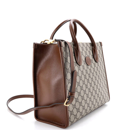 Gucci Structured Top Handle Open Tote Gg Coated Canvas Small