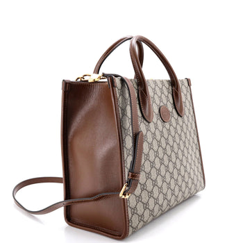 Gucci Structured Top Handle Open Tote Gg Coated Canvas Small