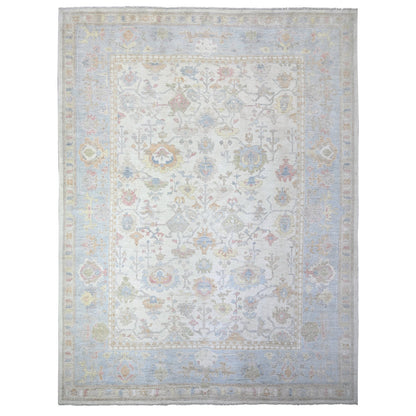 12'2"X16' Ivory Afghan Angora Oushak Hand Knotted Wool Oversized Rug