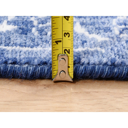 4'1"X6'1" Denim Blue Tone On Tone Tebraz Hand Knotted Wool And Silk Rug