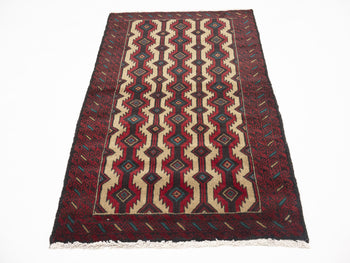 Vintage Hand-Knotted Oriental Rug 4X6 Ft Tribal