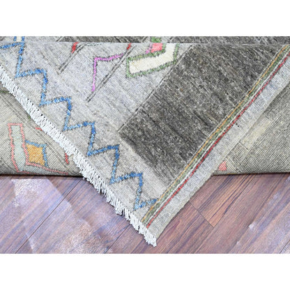 9'10"X13'8" Cloud Gray Fine Peshawar Wool Hand Knotted Oriental Rug