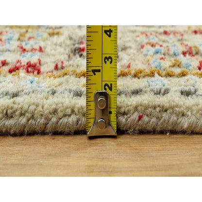 2'9"X15'10" Beige Wool And Silk Sunset Hand Knotted Runner Oriental Rug