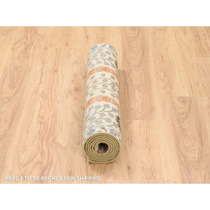 2'7"X6' Brown, Wool And Silk, Hand Knotted, Runner, Oriental, Rug