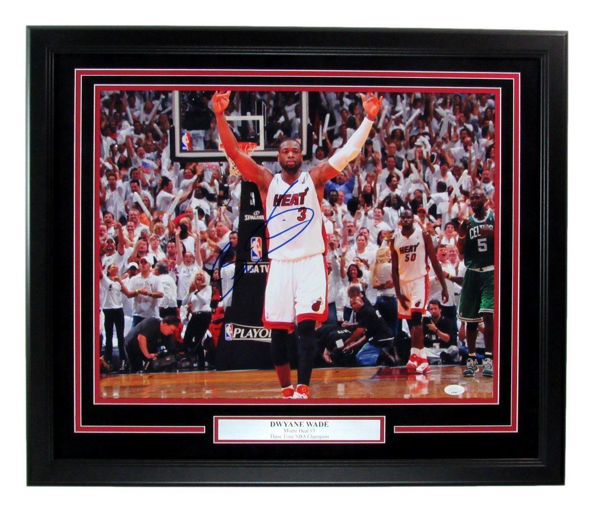 Dwyane Wade Autographed 16X20 Photo Miami Heat Framed Jsa