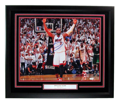 Dwyane Wade Autographed 16X20 Photo Miami Heat Framed Jsa