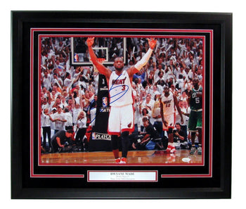 Dwyane Wade Autographed 16X20 Photo Miami Heat Framed Jsa