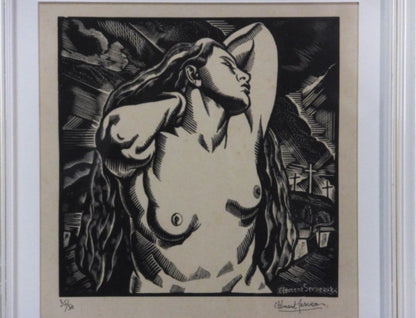 Clment Serveau 1934 Signed Woodcut "Nude" Limited Ed. 35/50 French Modernist