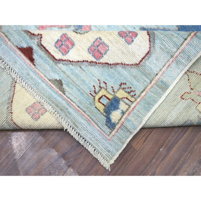 8'10"X11'8" Blue Anatolian Design Soft Wool Hand Knotted Oriental Rug