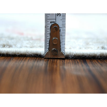 2'10"X11'8" Hand Knotted Gray Angora Oushak With Floral Motifs Wool Rug