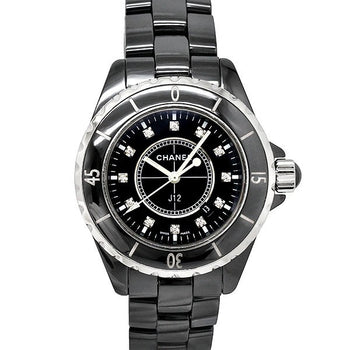 Chanel J12 Date Black Dial 12P Diamond Black Ceramic/Ss H1625