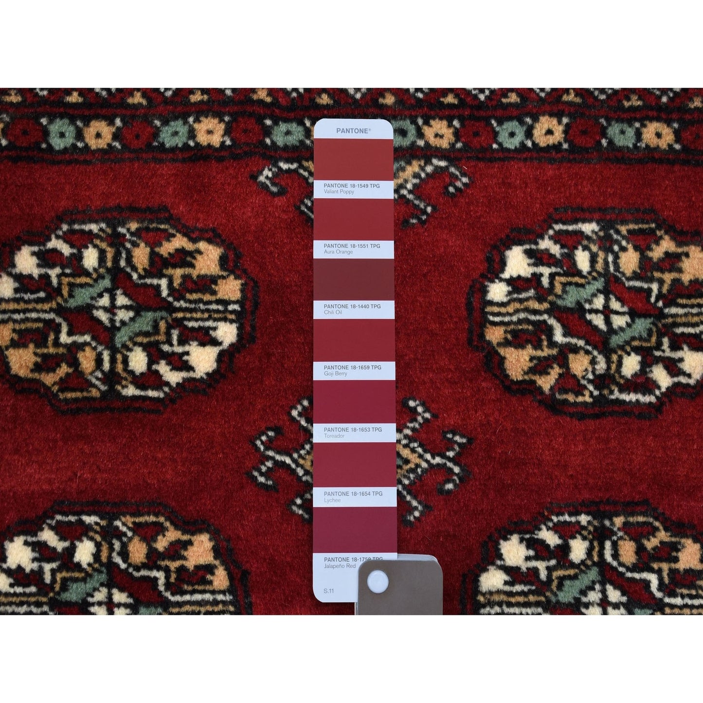 2'6"X3'10" Hand Knotted Rich Red Mori Bokara Silky Wool Oriental Rug