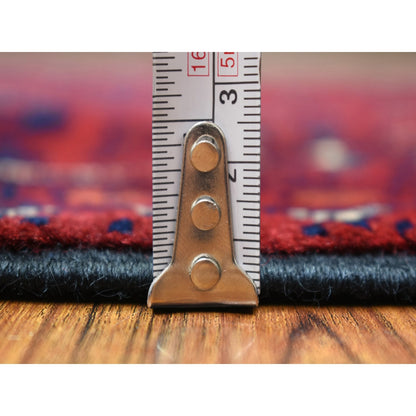 2'9"X9'5" Red Afghan Khamyab Wool Tribal Design Hand Knotted Runner Rug