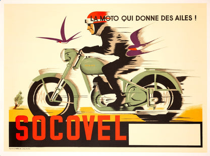Socovel Motorcycles, Printed In Brussels In 1948 Original Poster