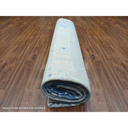 10'2"X13'7" Blue Afghan Kashkuli Gabbeh Pure Wool Hand Knotted Rug