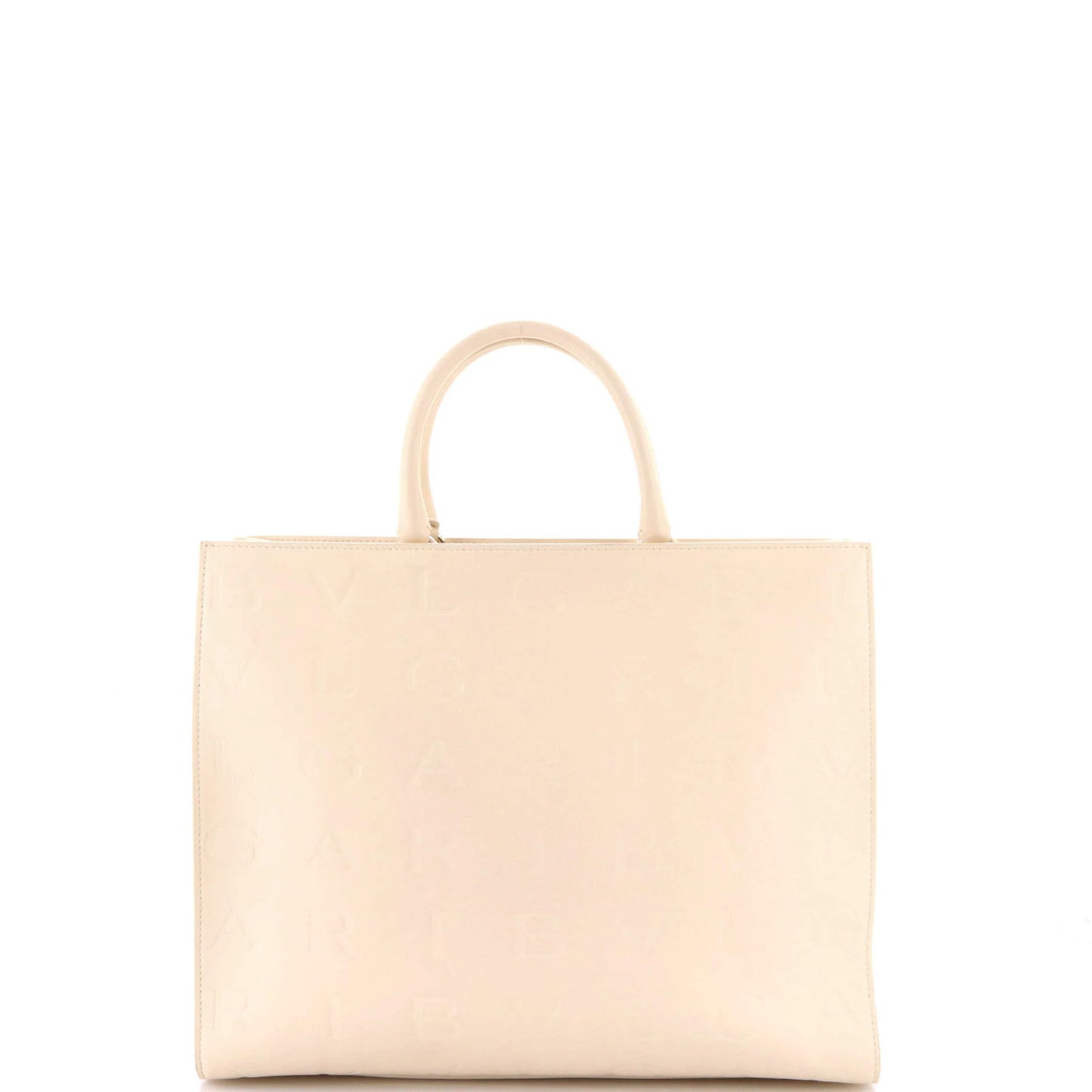 Bvlgari Logo Convertible Tote Embroidered Leather Medium