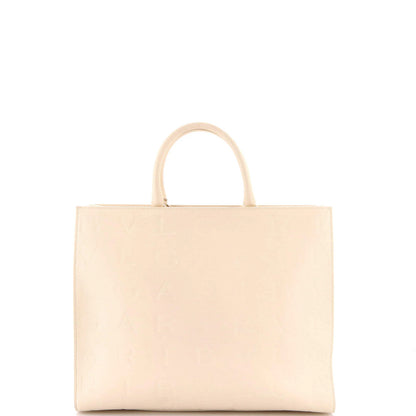 Bvlgari Logo Convertible Tote Embroidered Leather Medium