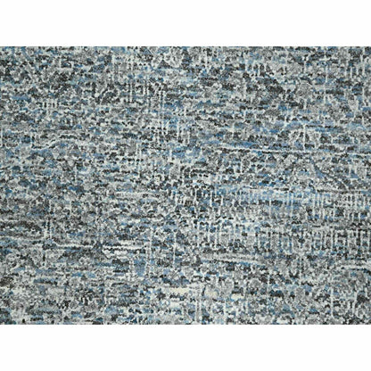 9'1"X12'2" Stone Blue Pre Historic Mamluk Design Hand Knotted Wool Rug