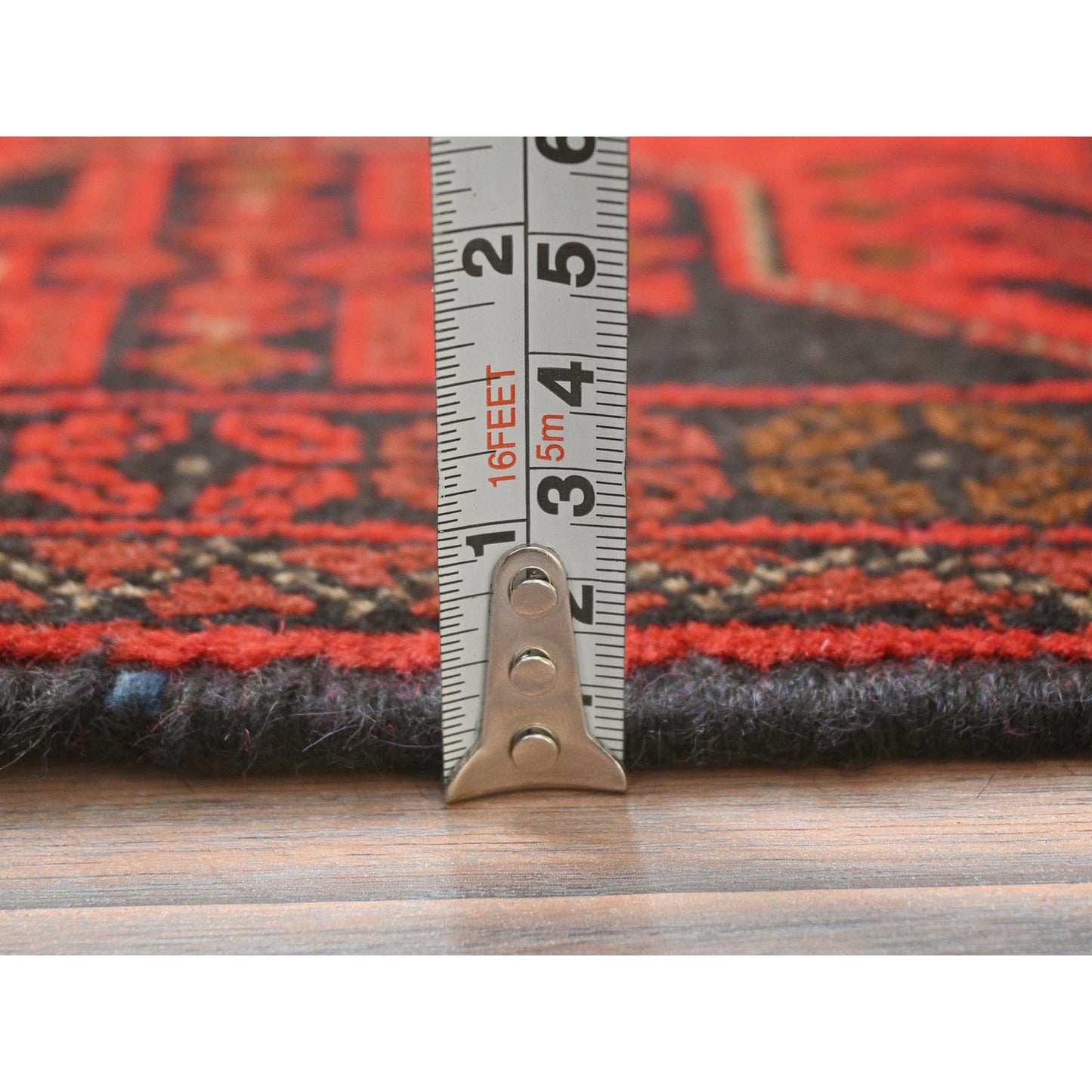 4'2"X6'5" Red Afghan Andkhoy Wool Hand Knotted Oriental Rug