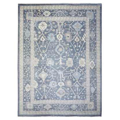 11'9"X15'7" Gray Wool Hand Knotted Afghan Angora Oushak Oversized Rug