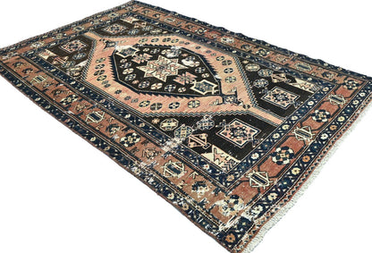 Rare Vintage Tribal Geometric Oriental Farmhouse Carpet Distressed 5x8 Rug