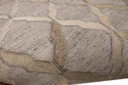 5X8 ft Handcrafted Silver Cowhide Rug