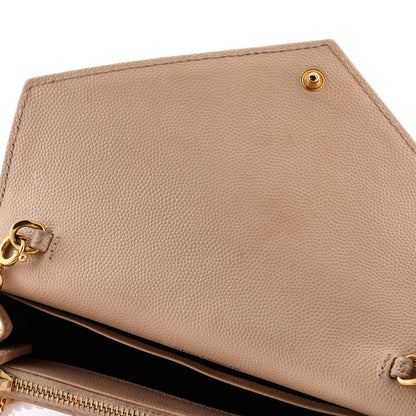 Saint Laurent Classic Monogram Wallet On Chain Matelasse Chevron Leather Small