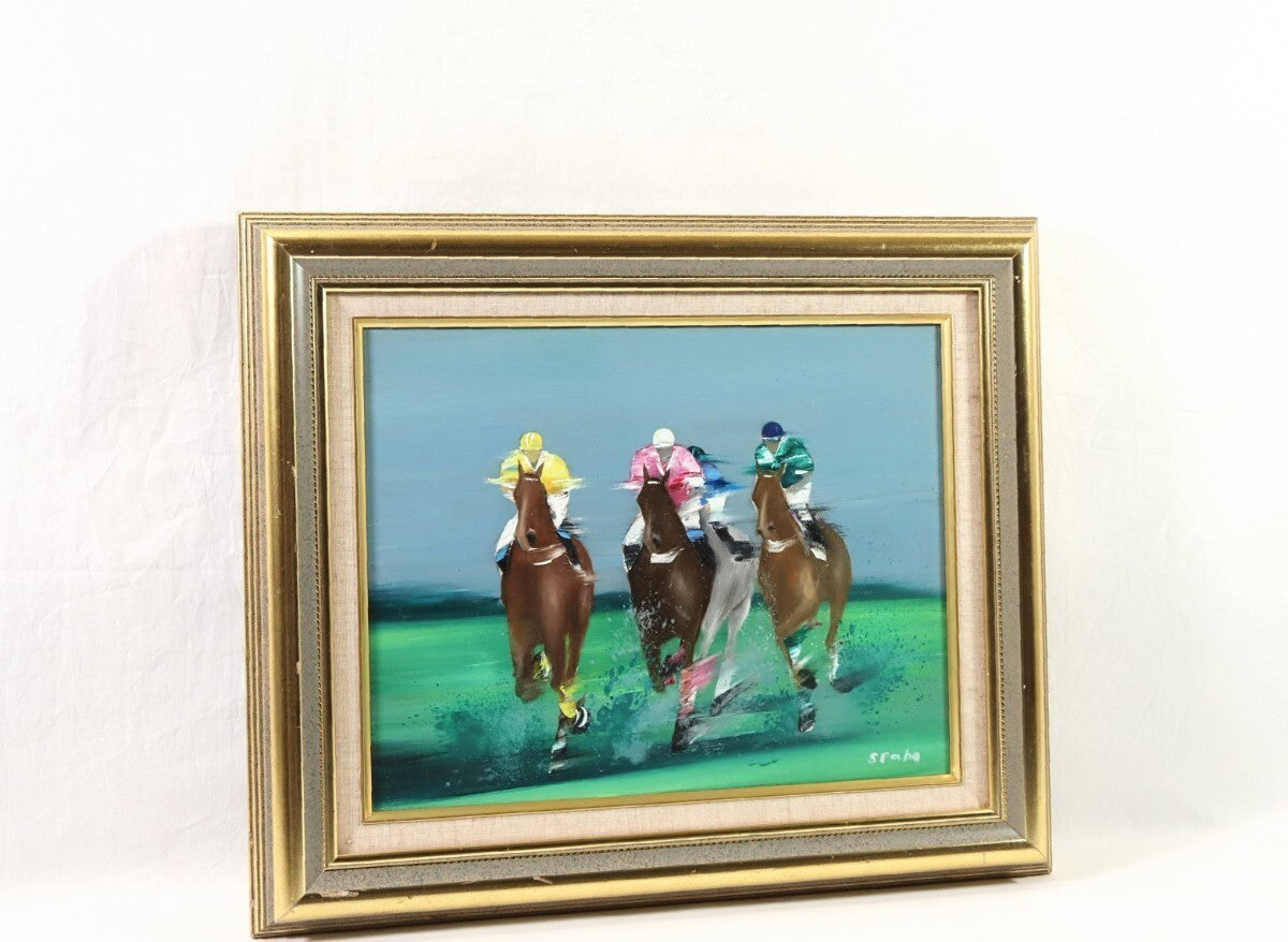Original Victor Spahn Oil Painting on Canvas " Horse riding " Signed Framed