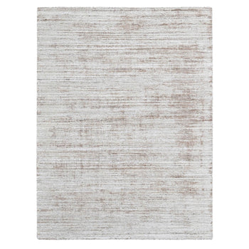 8'X10' Shades Of Brown Hand Loomed Wool And Bamboo Silk Modern Design Rug