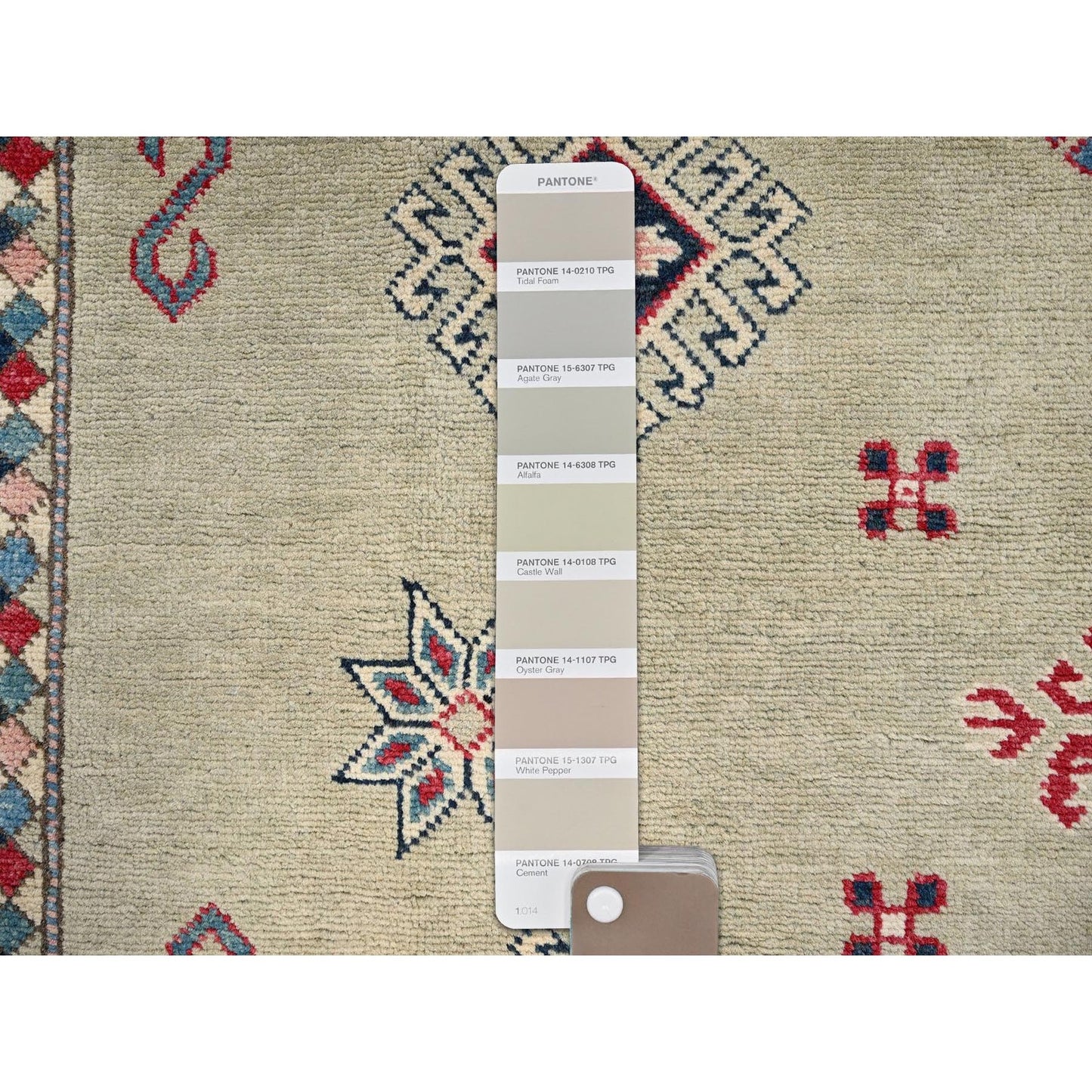 8'X9'7" Pastel Green Afghan Special Kazak Hand Knotted Pure Wool Rug