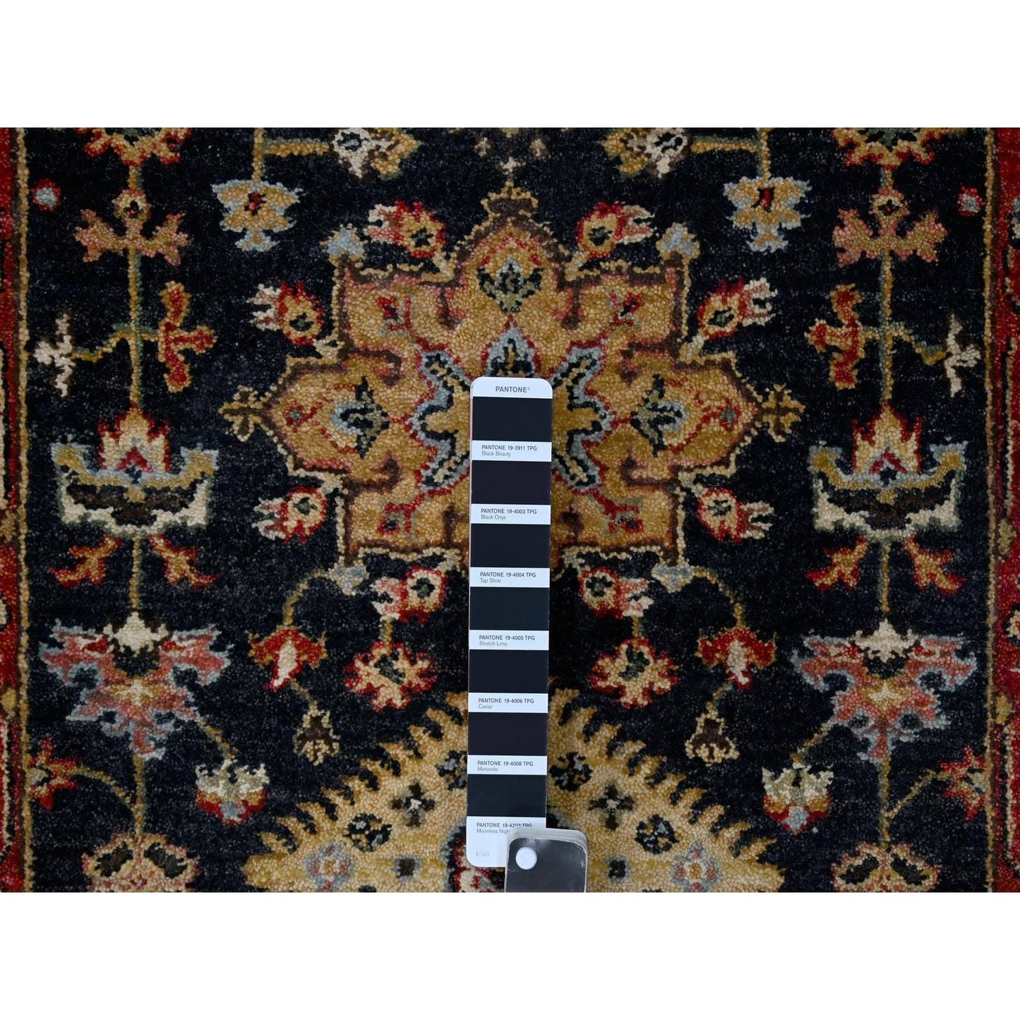 2'7"X10'1" Black Organic Wool Hand Knotted Karjihooz Design Runner Rug