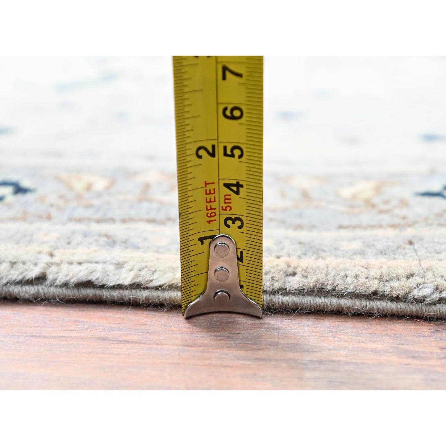 3'1"X4'10" Marian Blue Seeripe Heris Design Natural Wool Hand Knotted Rug