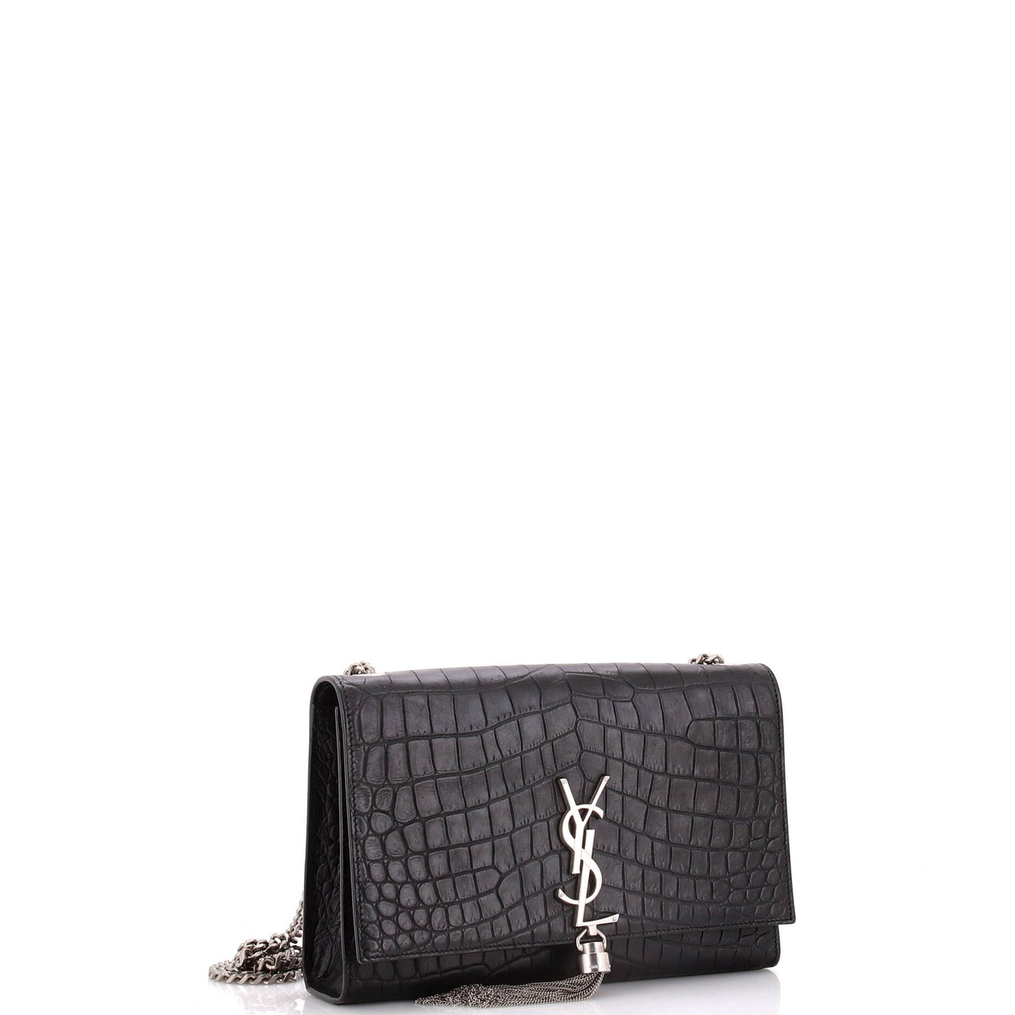 Saint Laurent Classic Monogram Tassel Crossbody Bag Crocodile Embossed Leather