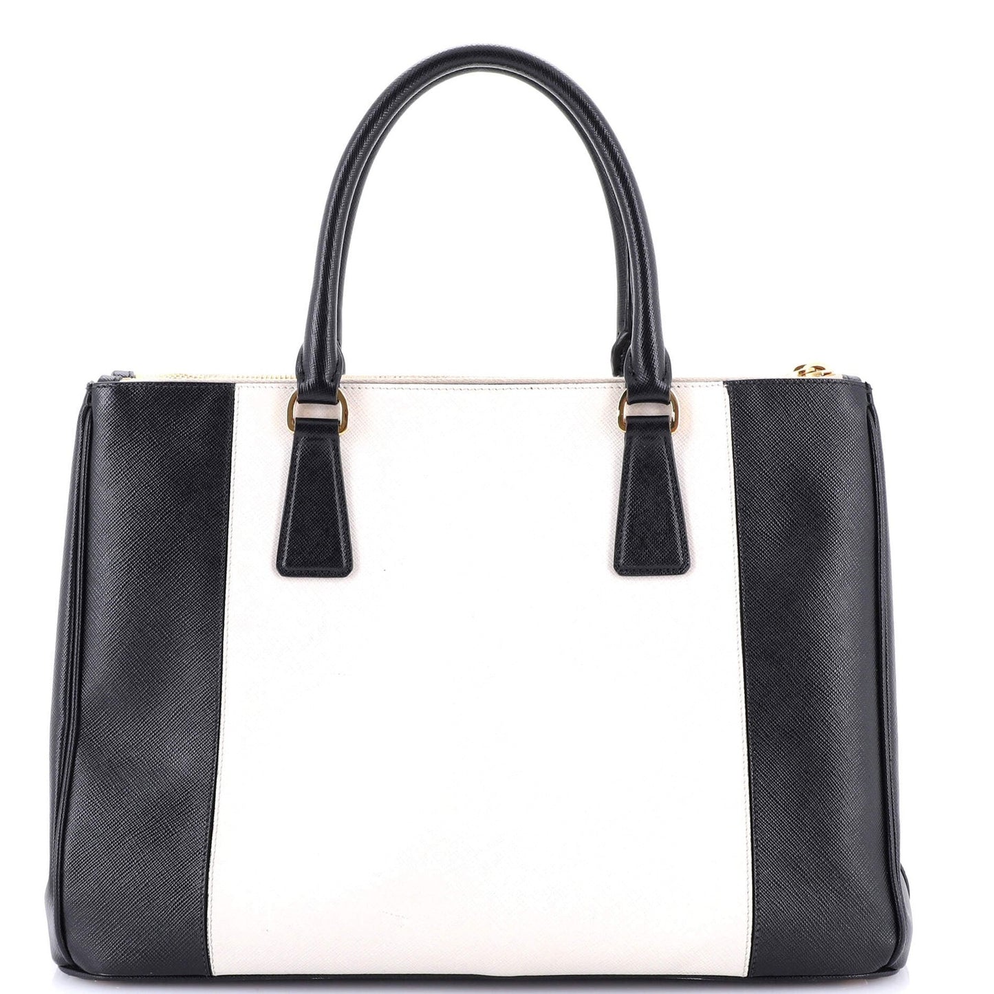 Prada Bicolor Double Zip Lux Tote Saffiano Leather Medium