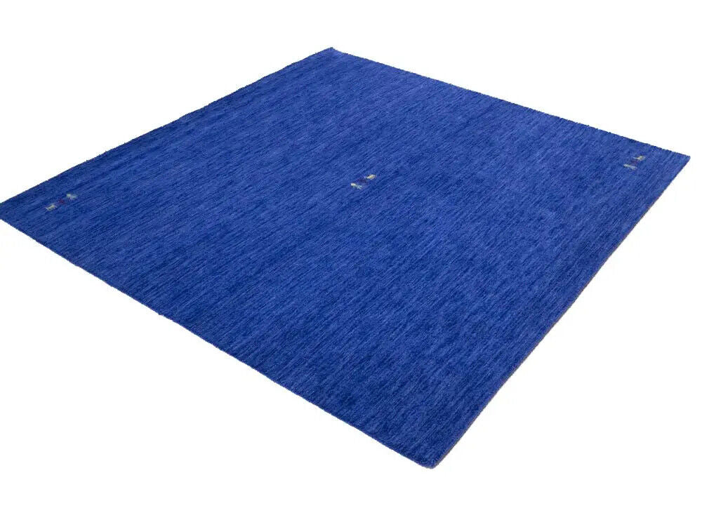 Modern Royal Blue Gabbeh Square Rug Tribal Design