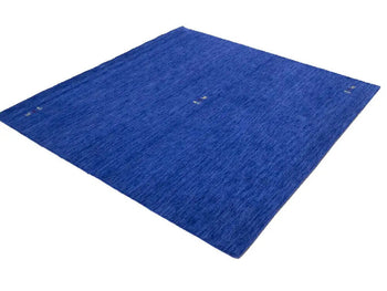 Modern Royal Blue Gabbeh Square Rug Tribal Design