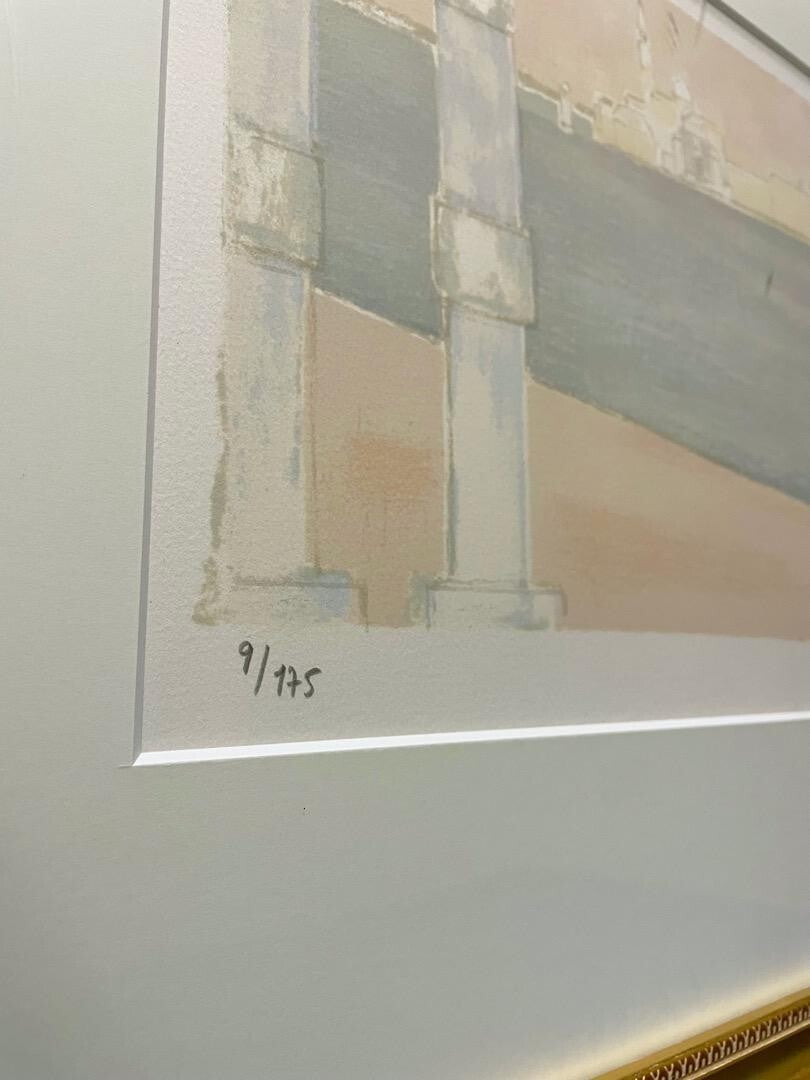 Bernard Cathelin Signed Original Lithograph "Dogana Sea" Art Print Framed