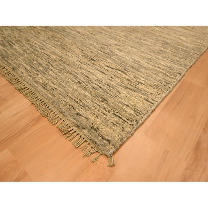 8'10"X11'10" Brown Plain Design Undyed Natural Wool Hand Knotted Rug