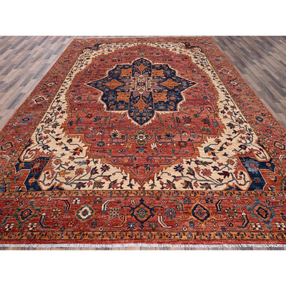 10'2"X13'8" Red Seeripe Heris Aryana Collection Soft Wool Hand Knotted Rug