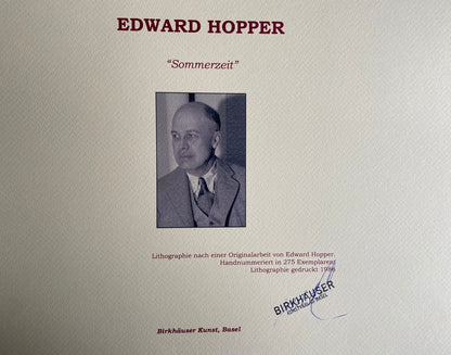 Edward Hopper 'Summer' Lithograph Coa Signed And Stamped 275 Ex