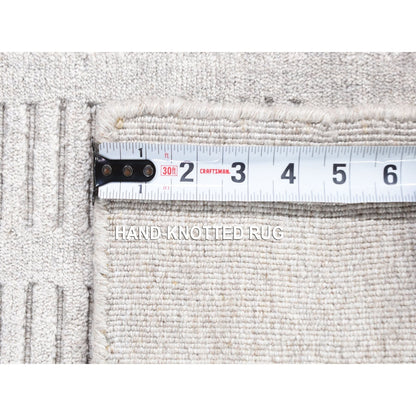2'X3'1" Dove Gray Modern Design Hand Loomed Pure Wool Mat Oriental Rug