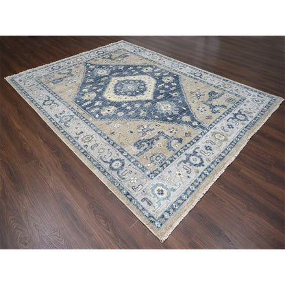 9'3"X12'3" Toasty Gray Bookshaish Design Hand Knotted Wool Oriental Rug